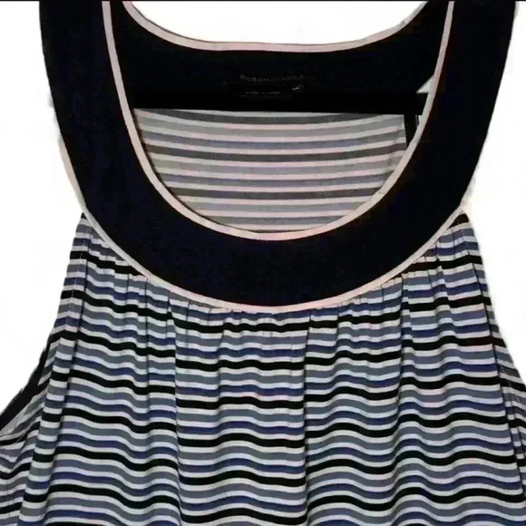 BCBGMAXAZRIA Women's XS Blue Striped A-Line Sleeveless Dress - Picture 3 of 6